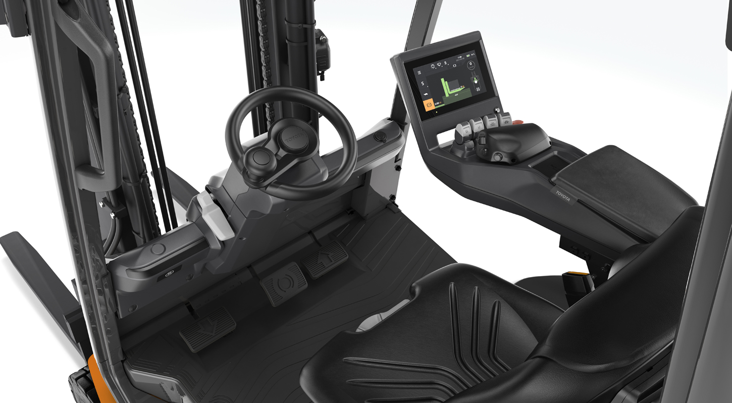 Toyota Traigo48 electric forklift with spacious operator compartment 